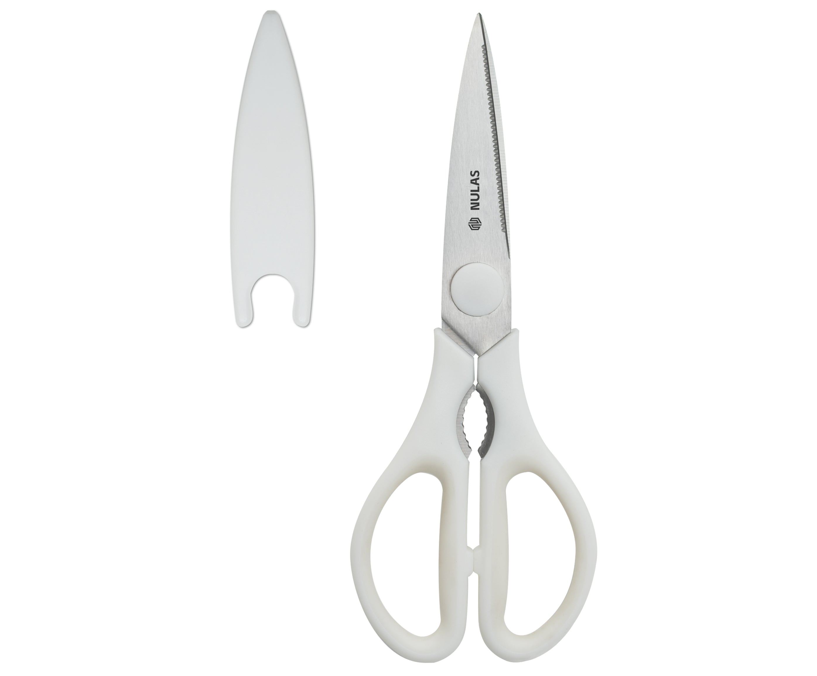 NULAS Kitchen Scissors for Food, Heavy Duty Come Apart Poultry Shears for Cooking, All Purpose for Cutting Chicken, Meat, Fish & Vegetables (White, 8.35 Inch)
