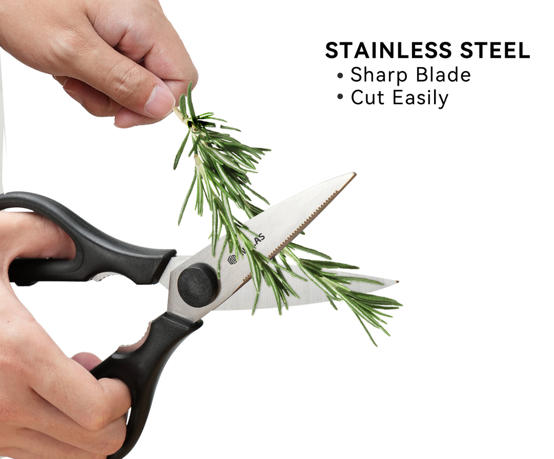 NULAS Kitchen Scissors for Food, Heavy Duty Come Apart Poultry Shears for Cooking, All Purpose for Cutting Chicken, Meat, Fish & Vegetables (Black, 8.35 Inch)