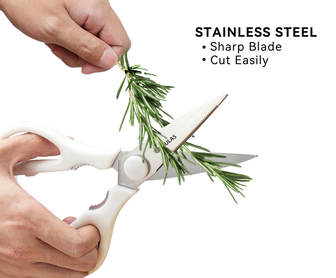 NULAS Kitchen Scissors for Food, Heavy Duty Come Apart Poultry Shears for Cooking, All Purpose for Cutting Chicken, Meat, Fish & Vegetables (White, 8.35 Inch)