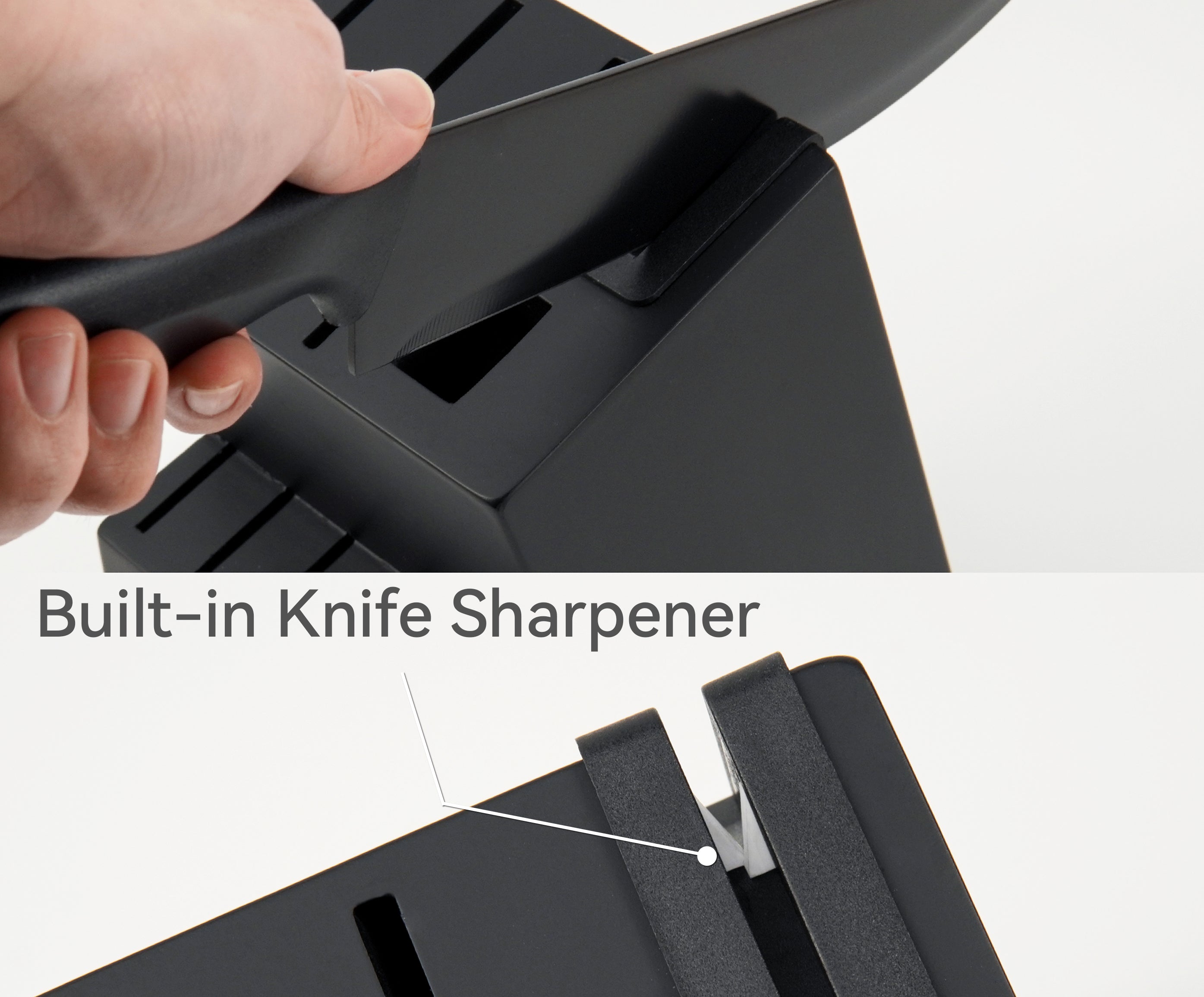 NULAS 15 Pcs Kitchen Knife Set with Block Self Sharpening, Dishwasher Safe, Anti-slip Handle, Black