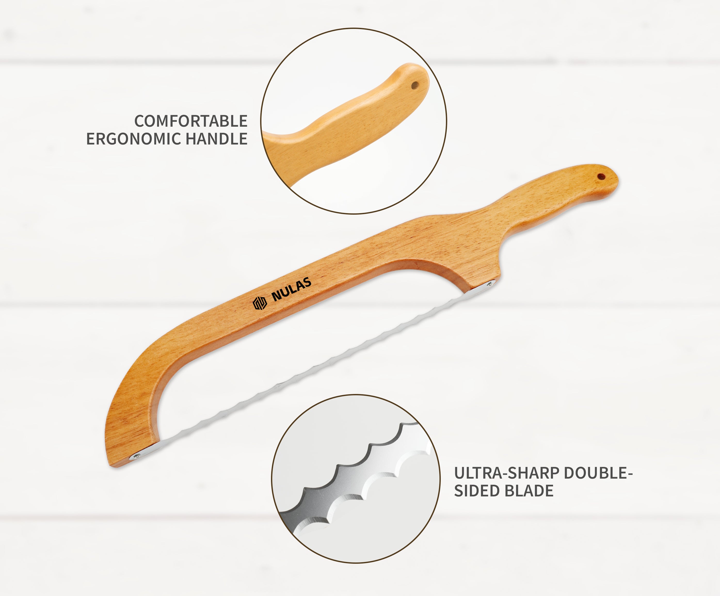 NULAS Bread Knife for Homemade Bread, 16" Sourdough Bread Slicer, Bow Saw Cutter with Double-sided Blades for Easy Cutting, Orange