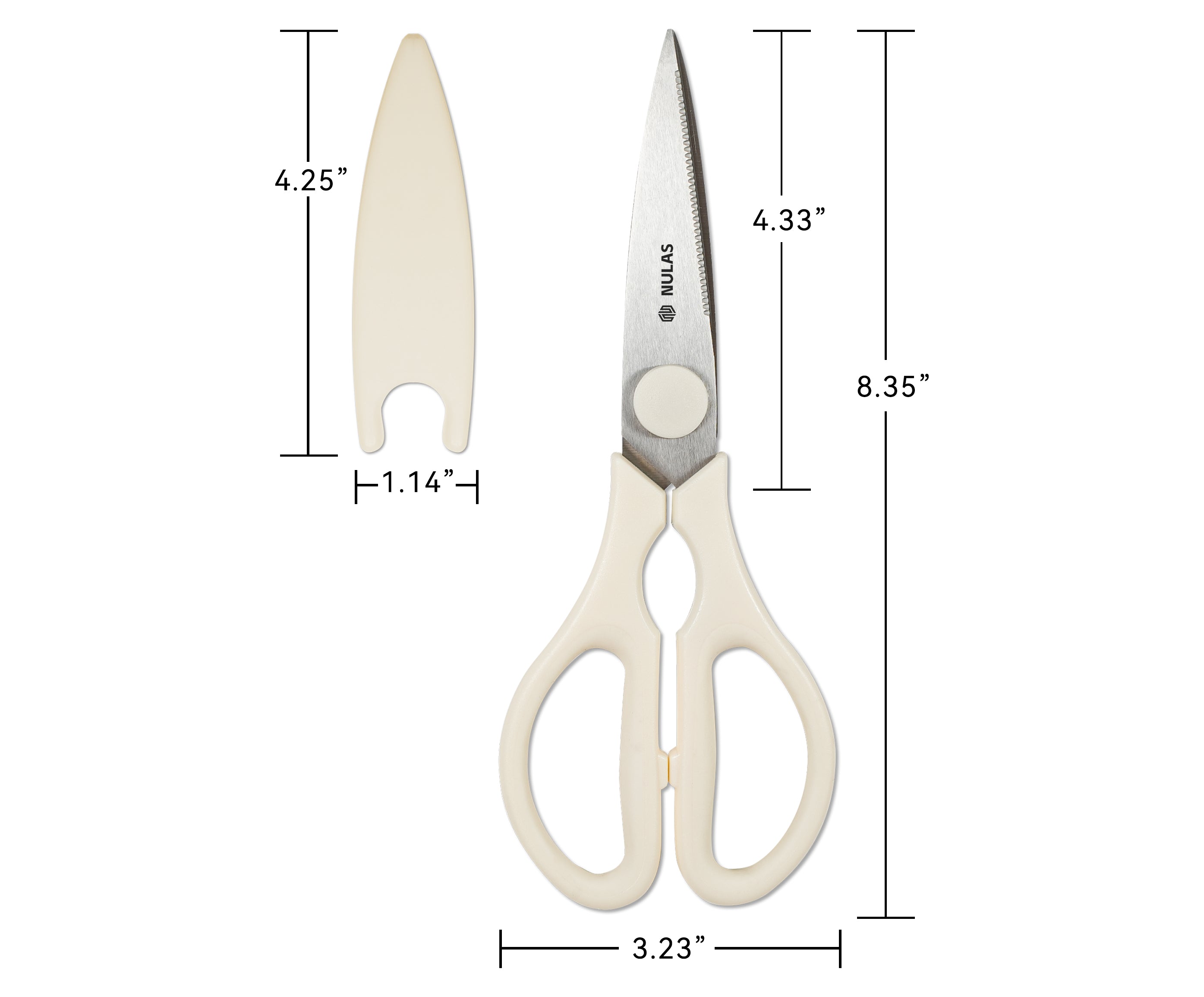 NULAS Kitchen Scissors for Food, Heavy Duty Come Apart Poultry Shears for Cooking, All Purpose for Cutting Chicken, Meat, Fish & Vegetables (Cream, 8.35 Inch)