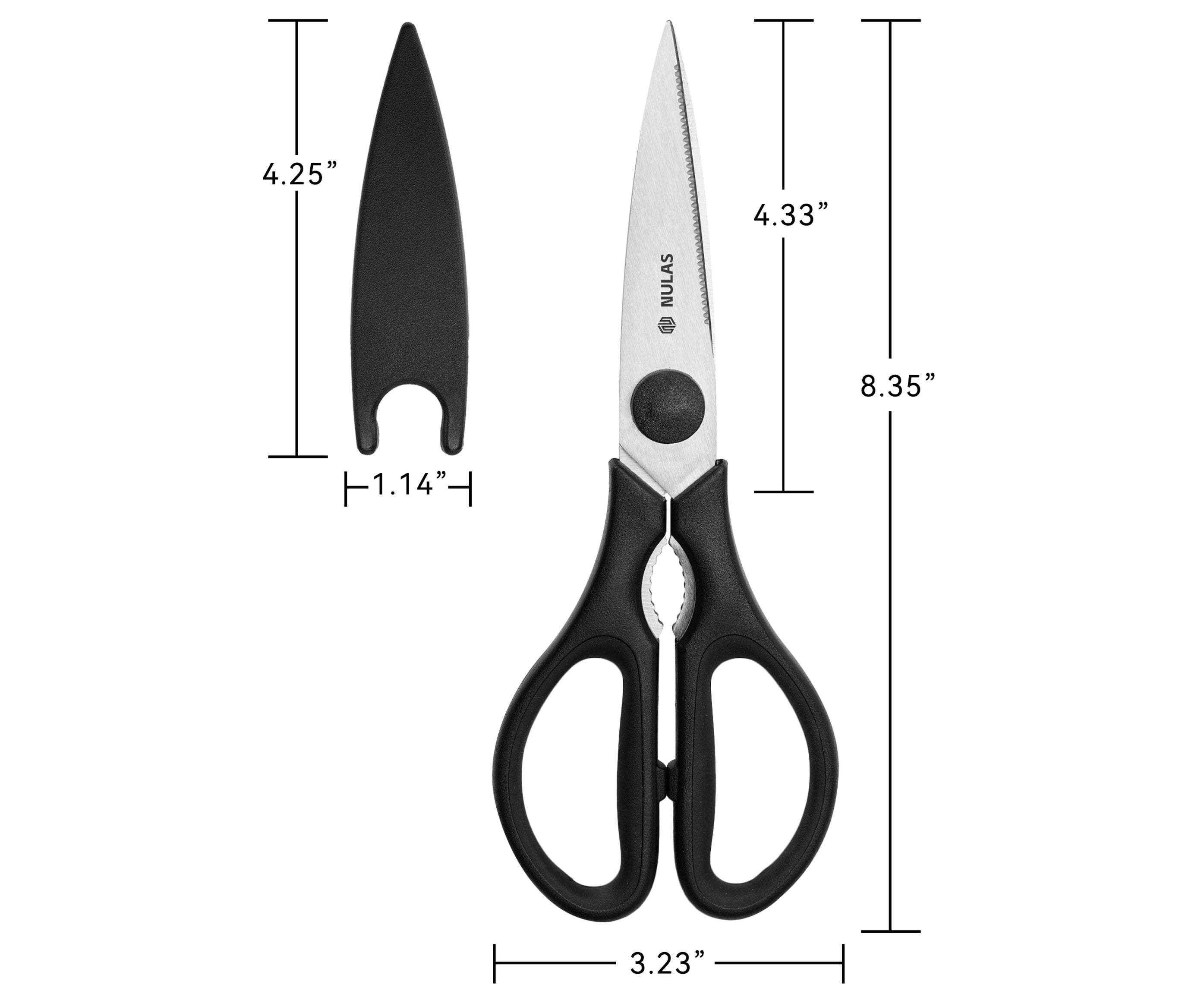 NULAS Kitchen Scissors for Food, Heavy Duty Come Apart Poultry Shears for Cooking, All Purpose for Cutting Chicken, Meat, Fish & Vegetables (Black, 8.35 Inch)