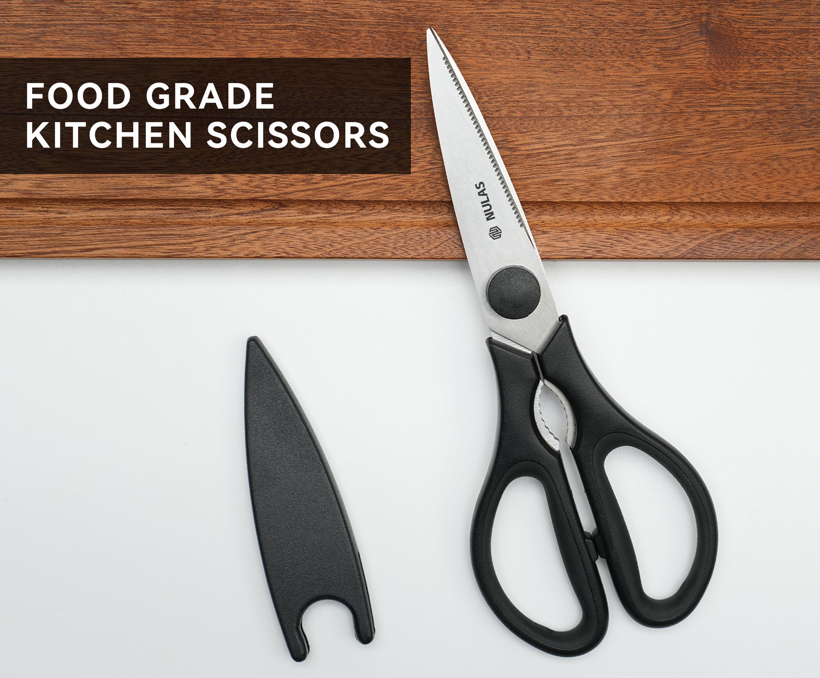 NULAS Kitchen Scissors for Food, Heavy Duty Come Apart Poultry Shears for Cooking, All Purpose for Cutting Chicken, Meat, Fish & Vegetables (Black, 8.35 Inch)